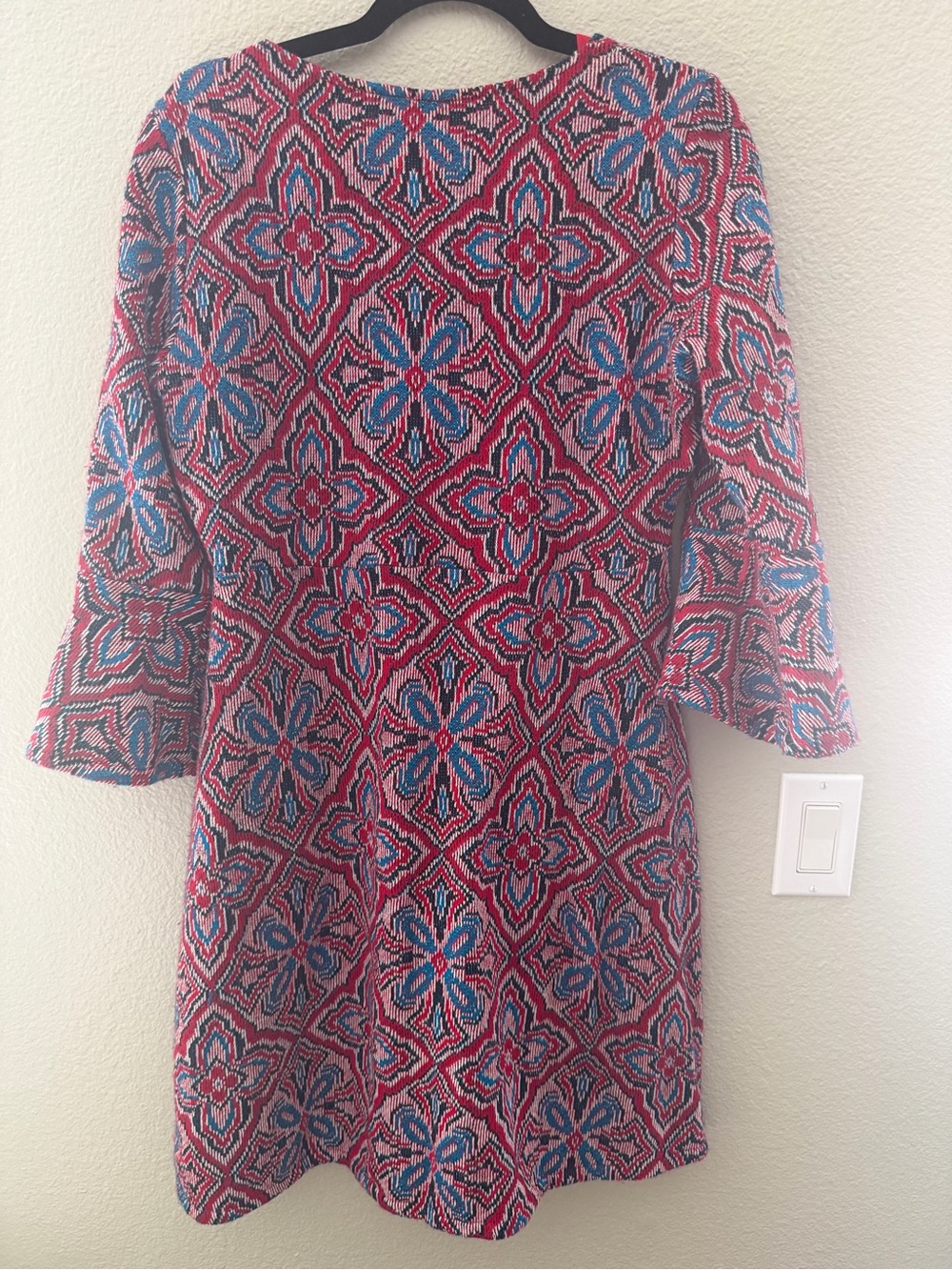 Maeve Barrie Sweater Dress Pink & Blue Geo Tile Mini Dress - Picture 6 of 10